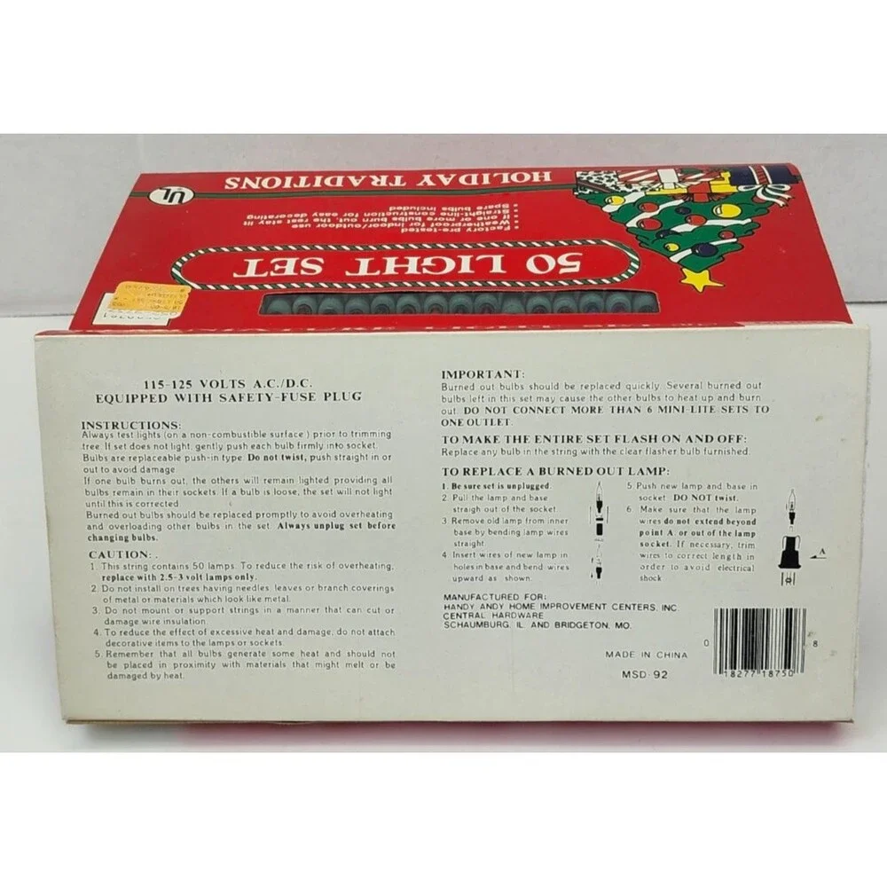 Lot of 5 Vintage Holiday Traditions 50 Miniature Light Sets Multi-Color New NOS